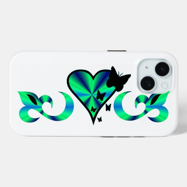 Funda De Case-Mate Para iPhone Mariposa Corazón y Lily Rainbowart (Reverso (Horizontal))
