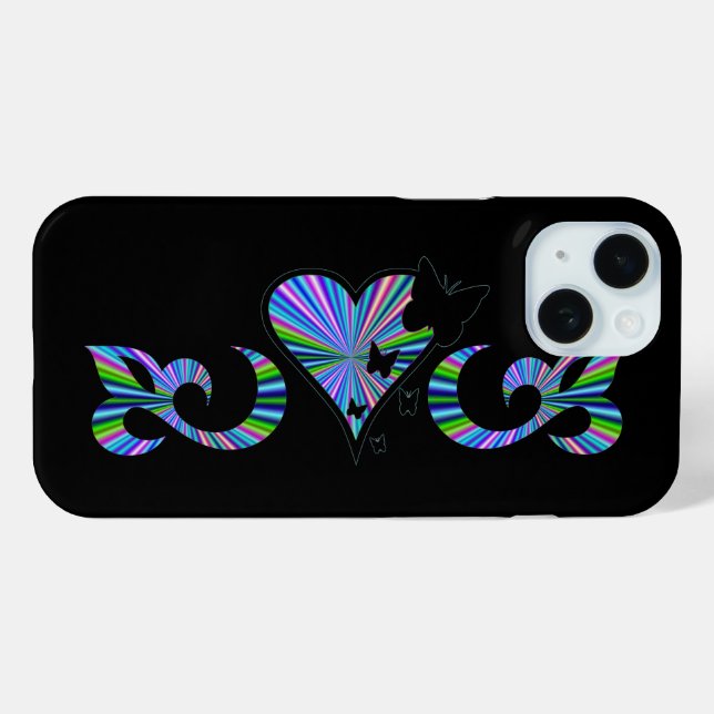 Funda De Case-Mate Para iPhone Mariposa Corazón y Lily Rainbowart (Reverso (Horizontal) )