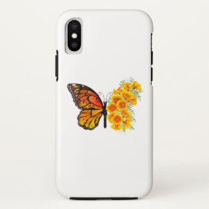 Funda Para iPhone XS Mariposa de flores con amapola amarilla de Califor