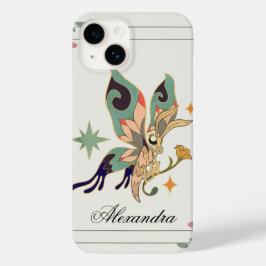 Funda Para iPhone 14 De Case-Mate Mariposa de hadas, arte gráfico verde, inspirado p