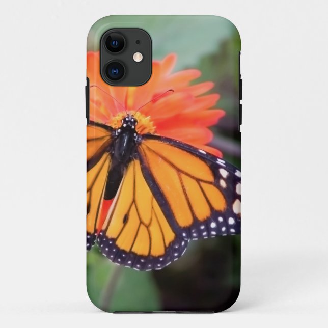 Funda De Case-Mate Para iPhone Mariposa de monarca en la flor anaranjada (Reverso)