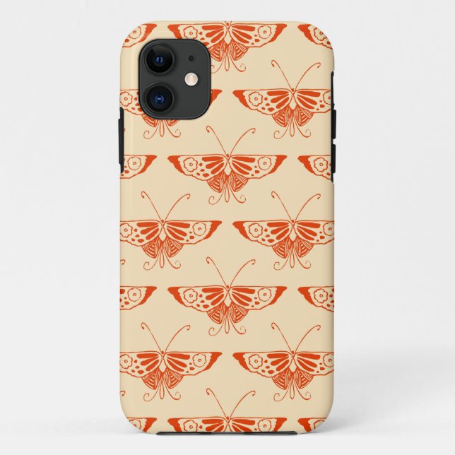 Funda De Case-Mate Para iPhone Mariposa Deco estilizada - naranja mandarín (Reverso)
