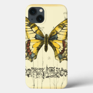 Funda Para iPhone 13 Mariposa decorativa con flores silvestres