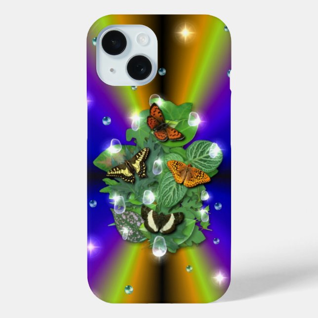 Funda De Case-Mate Para iPhone Mariposa en arcoiris amarillo púrpura (Reverso )