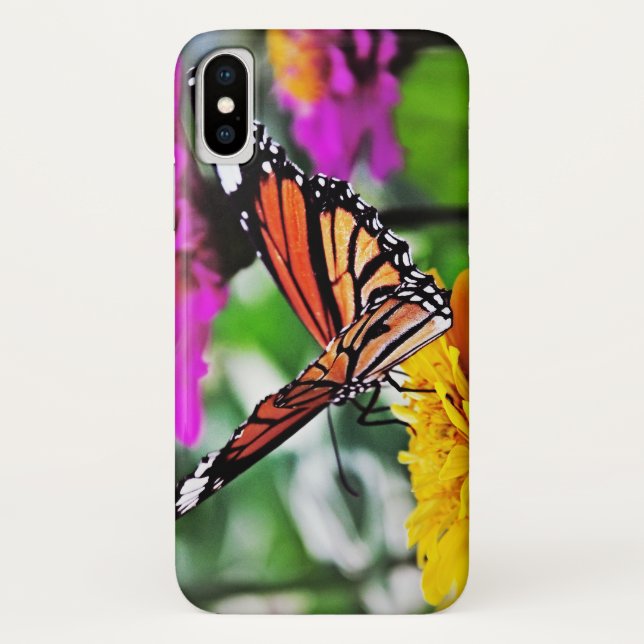 Funda De Case-Mate Para iPhone Mariposa en las flores #2 (Reverso)