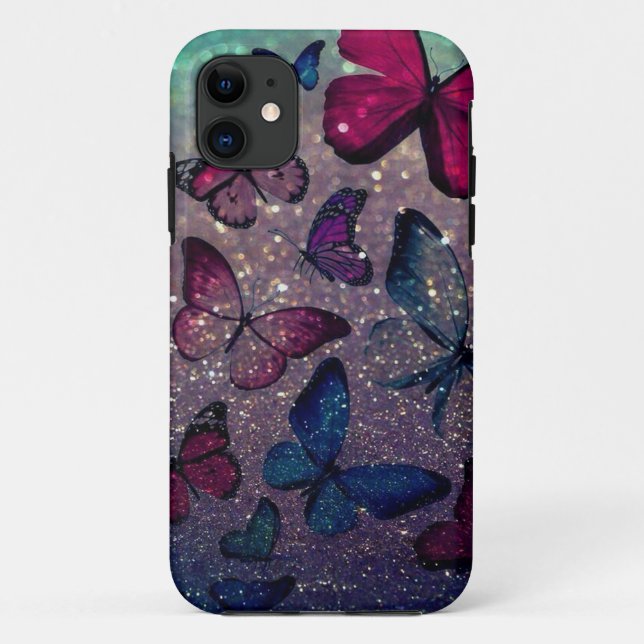 Funda De Case-Mate Para iPhone Mariposa en Purpurina (Reverso)