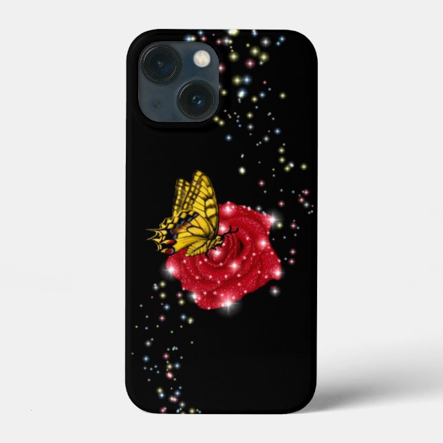 Funda De Case-Mate Para iPhone Mariposa en rosa rojo (Reverso )