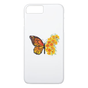 Funda Para iPhone 8 Plus/7 Plus Mariposa Flor con Amapola de California Amarilla