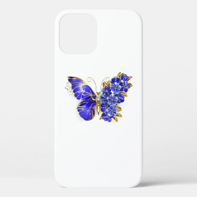 Funda De Case-Mate Para iPhone Mariposa Flor Zafiro (Reverso )