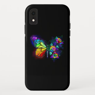 Funda Para iPhone XR Mariposa florida arcoiris