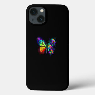 Funda Para iPhone 13 Mariposa florida arcoiris