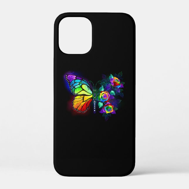 Funda De Case-Mate Para iPhone Mariposa florida arcoiris (Reverso )