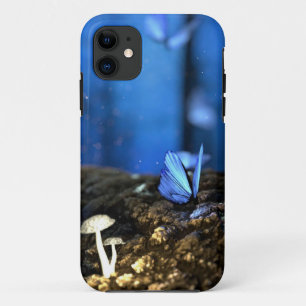 Funda Para iPhone 11 Mariposa índigo y bosque de hongos