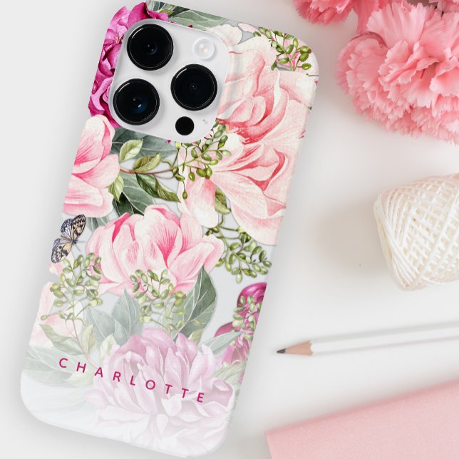 Funda De Case-Mate Para iPhone Mariposa Jardín Flora Rosa (Subido por el creador)