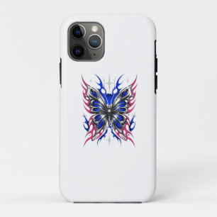 Funda Para iPhone 11 Pro Mariposa Metálica Azul Rosa Llama Alas – Gótico 