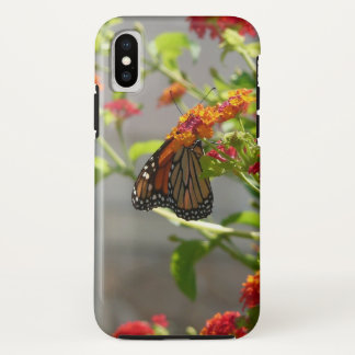 Funda Para iPhone X Mariposa monarca en mariposa roja Bush
