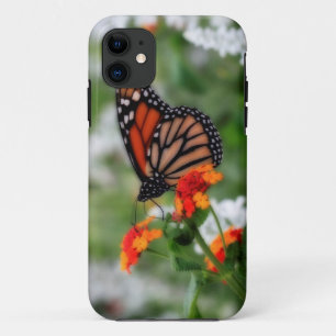 Funda Para iPhone 11 Mariposa monarca en Naranja y Lantana Roja