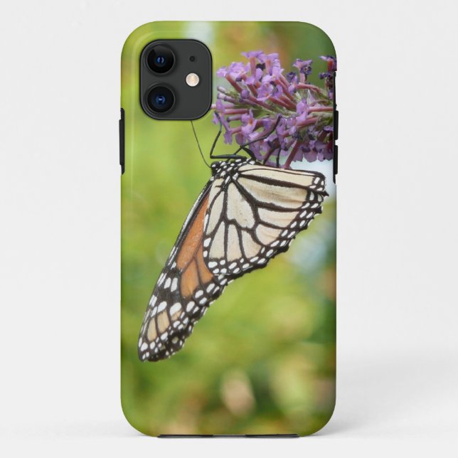 Funda De Case-Mate Para iPhone Mariposa monarca sobre mariposa morada Bush (Reverso)