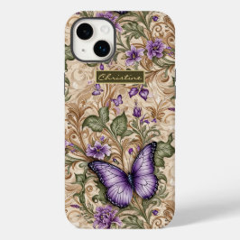 Funda Para iPhone 14 Plus De Case-Mate Mariposa morada Taupe y Sage Herbal
