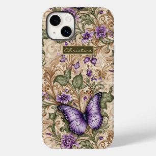 Funda Para iPhone 14 Plus De Case-Mate Mariposa morada Taupe y Sage Herbal