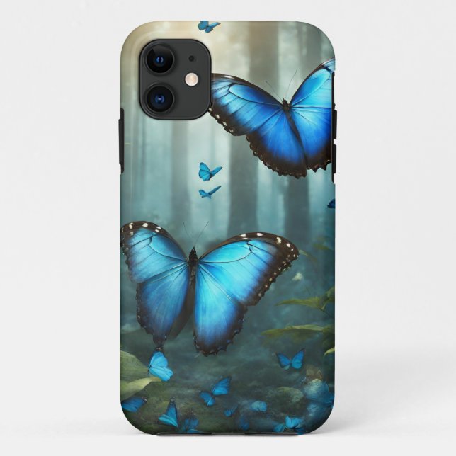 Funda De Case-Mate Para iPhone Mariposa morfa azul (Reverso)