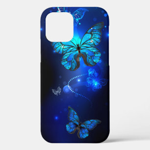 Funda Para iPhone 12 Pro Mariposa morfo en el fondo oscuro