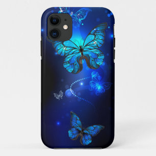 Funda Para iPhone 11 Mariposa morfo en el fondo oscuro