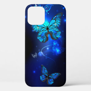 Funda Para iPhone 12 Pro Mariposa morfo en el fondo oscuro