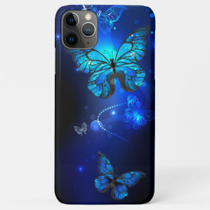 Funda Para iPhone 11 Pro Max Mariposa morfo en el fondo oscuro