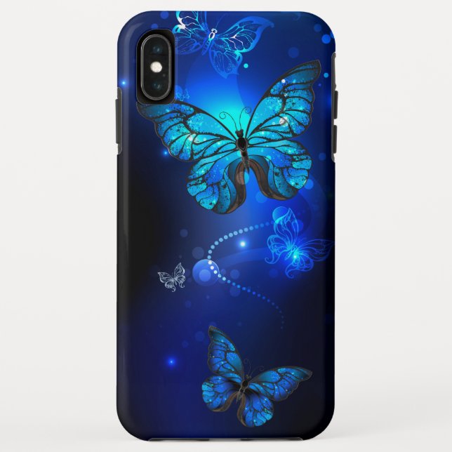 Funda De Case-Mate Para iPhone Mariposa Morpho en fondo oscuro (Reverso)