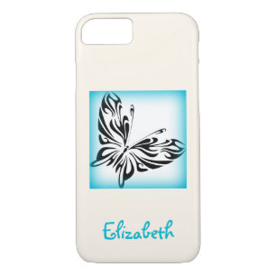 Funda Para iPhone 8/7 Mariposa negra con borde azul personalizada