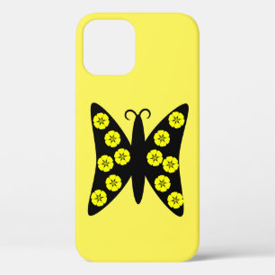 Funda Para iPhone 12 Mariposa negra y amarilla brillante