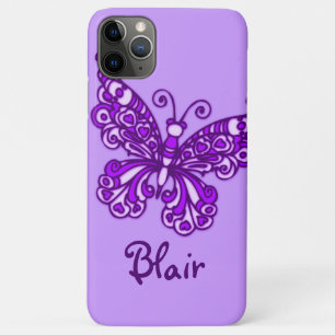 Funda Para iPhone 11 Pro Max Mariposa nombrada caja púrpura de iPod