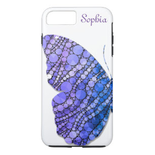 Funda Para iPhone 8 Plus/7 Plus Mariposa personalizada con brillo azul y púrpura