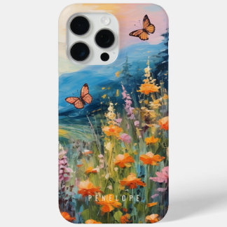 Funda Para iPhone 15 Pro Max Mariposa pradera colorido estuche IPhone pintado