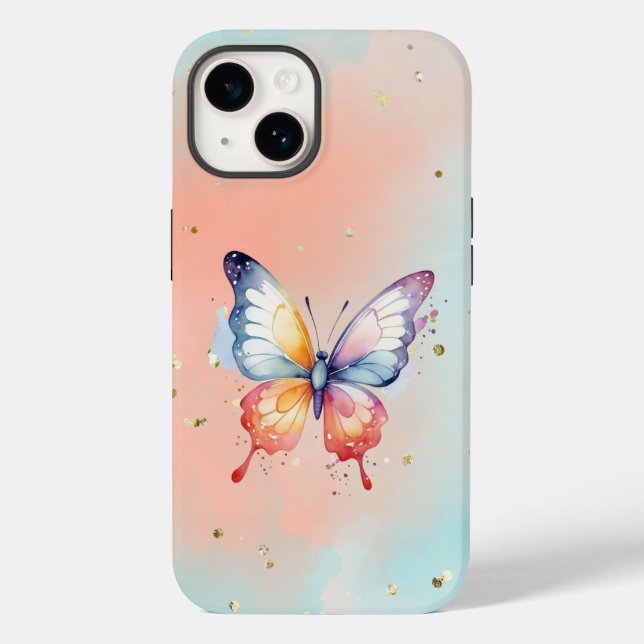 Funda De Case-Mate Para iPhone Mariposa pura y base pastel suave (Reverso )
