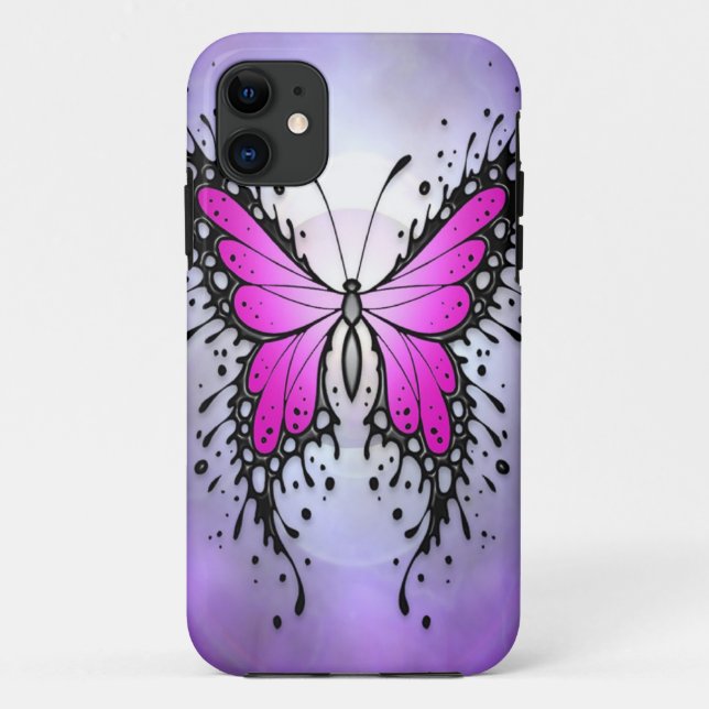 Funda De Case-Mate Para iPhone Mariposa púrpura de la salpicadura (Reverso)