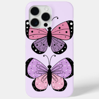 Funda Para iPhone 15 Pro Max Mariposa rosa y púrpura