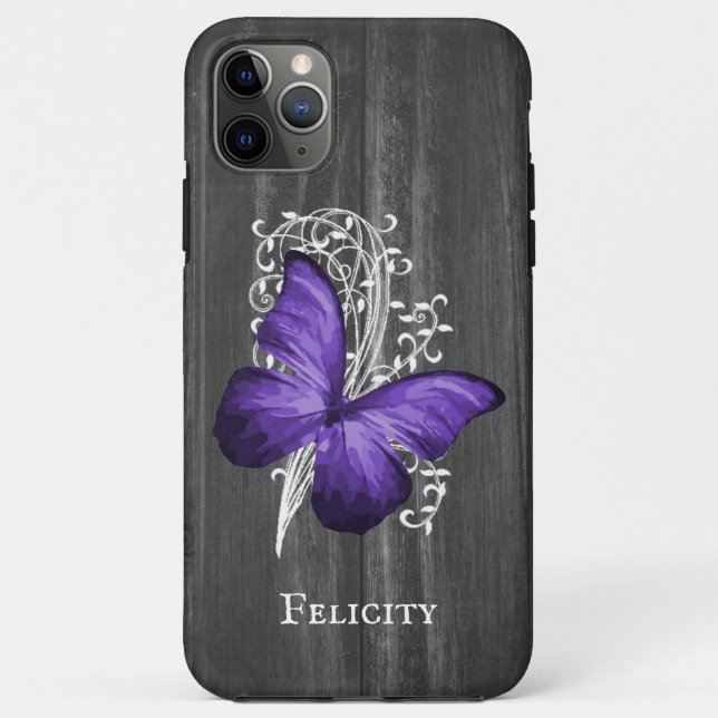Funda De Case-Mate Para iPhone Mariposa Rustica Púrpura Personalizada (Reverso)