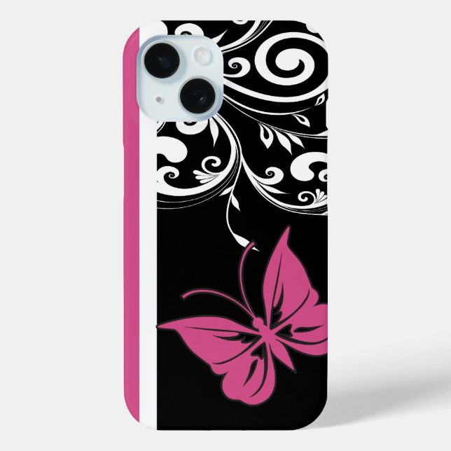 Funda De Case-Mate Para iPhone Mariposa Swirls Cranberry Pink (Reverso )