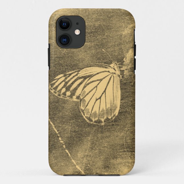 Funda De Case-Mate Para iPhone Mariposa y flor de época (Reverso)