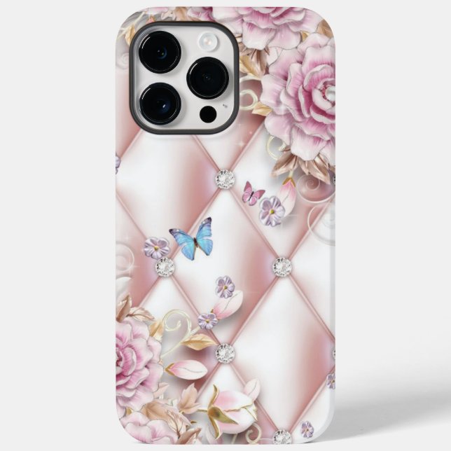 Funda De Case-Mate Para iPhone Mariposa y flores (Reverso )
