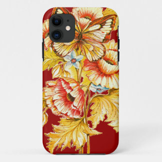 Funda Para iPhone 11 Mariposa y flores del vintage