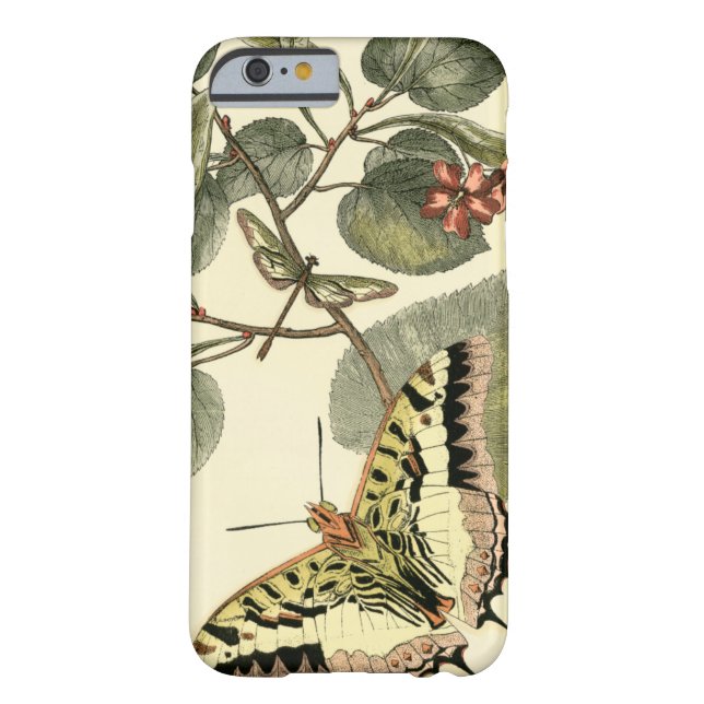 Funda De Case-Mate Para iPhone Mariposa y libélula con flores rojas (Reverso)