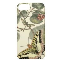 Mariposa y libélula con flores rojas