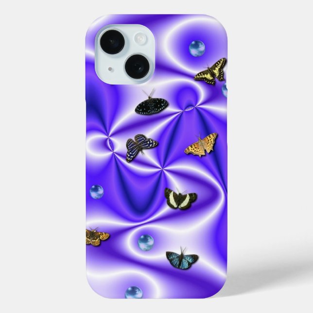 Funda De Case-Mate Para iPhone Mariposa y Perlas en seda morada (Reverso )