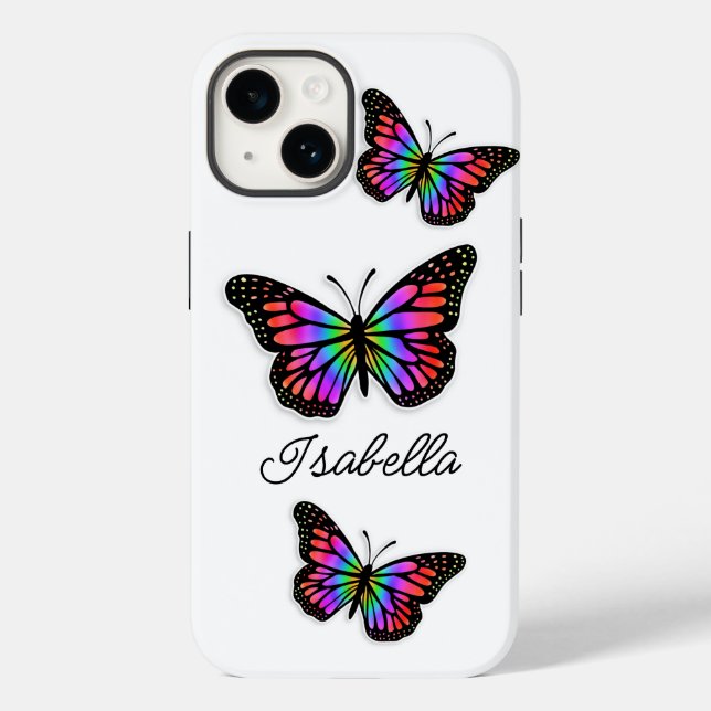 Funda De Case-Mate Para iPhone Mariposa y tu nombre personalizado (Reverso )