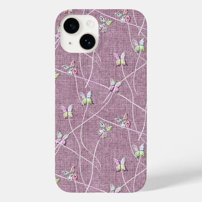 Funda De Case-Mate Para iPhone Mariposas Acuarela sobre Rosa Polvoriento (Reverso )