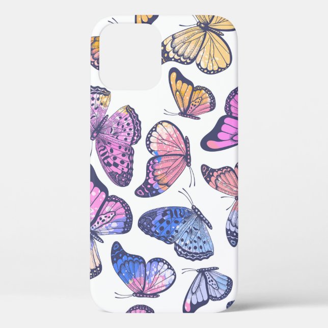 Funda De Case-Mate Para iPhone Mariposas acuarelas: Patrón de cosecha Pastel. (Reverso )