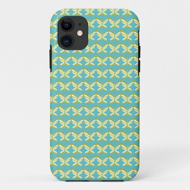 Funda De Case-Mate Para iPhone Mariposas amarillas en azul (Reverso)